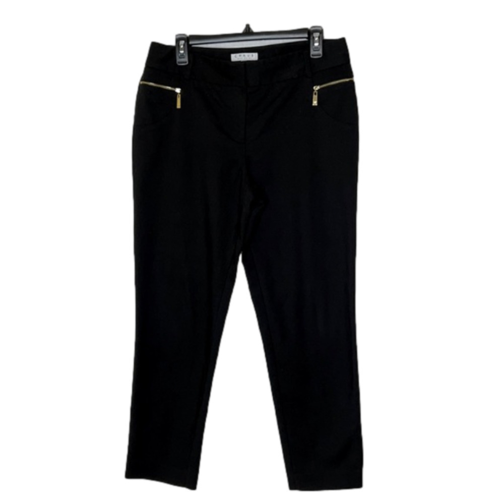 Chaus New York Gold Zipper Black Capri Ankle Pants Slacks - Size 8